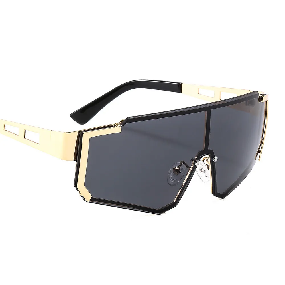 Bouclier lunettes de soleil femmes hommes surdimensionné coupe-vent verre solaire une pièce grand cadre en métal Goggl Shad Sport UV400 visière masque