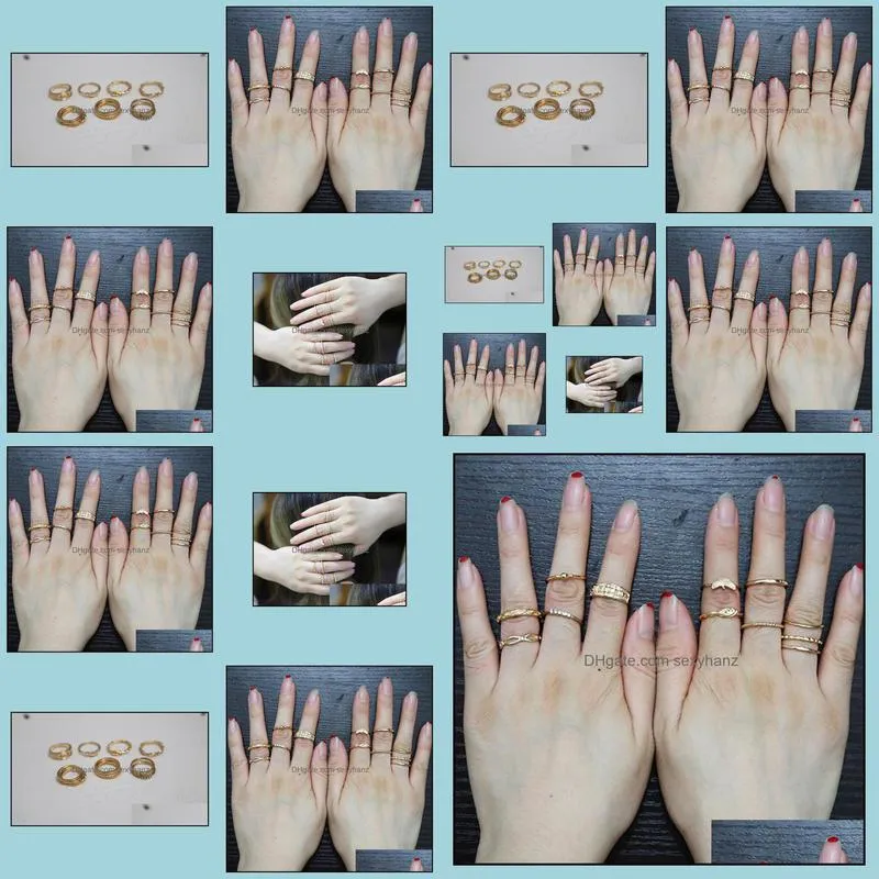 Hot Fashion Jewelry Vintage Gold Ring Set Combine Joint Ring Band Ring Toes Rings 12pcs/set S348