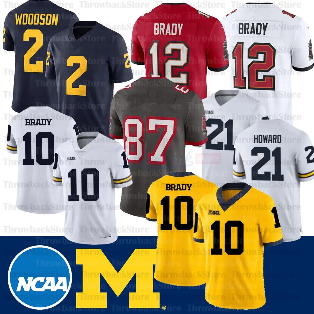 Jerseys NCAA Michigan Wolverines Football Jersey 10 Desmond Howard Tom Brady Charles Woodson Shea Patterson College 축구 저지