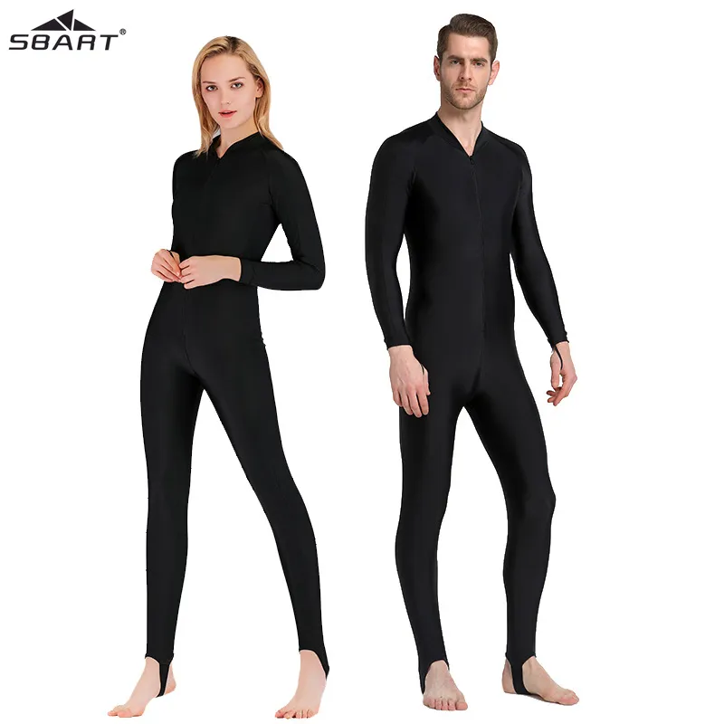 SBART UPF 50 + Lycra Rash Guard Homens Mulheres Preto Full Body Swimwear Manga Longa Mergulho Wetsuit Surf Terno Sun Protect 210305