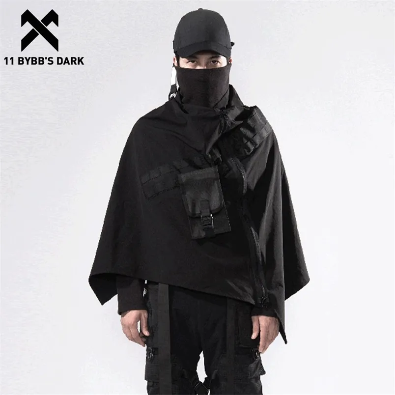 11 BYBB's Dark Hip Hop Techwear Kurtka pogrzebowa Streetwear Zipper Outdoor Wiatroodporna Szal Luźna Kardigan Wiatrówka Cloak 210811