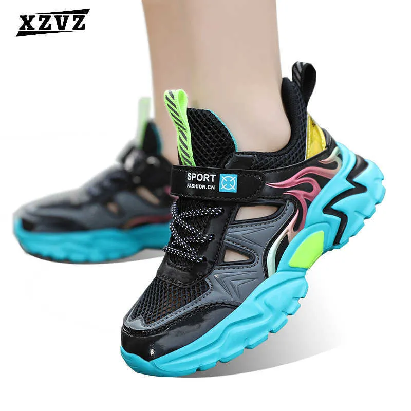 Xzvz Kids Sneakers 중공 통기성 어린이 실행 신발 MD 미끄럼 방지 소년 캐주얼 신발 편안한 키즈 신발 G1025