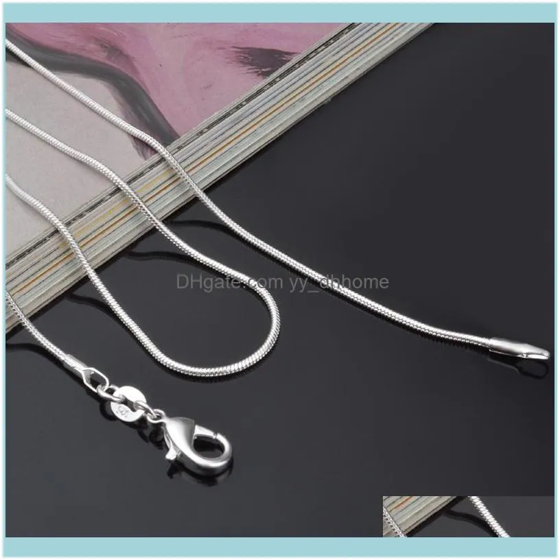 5pcs Wholesale (16 18 20 22 24inches) Beautiful Fashion Silver Plated Charm 1MM Snake Chain Necklace TOP Quality Jewelry Chains