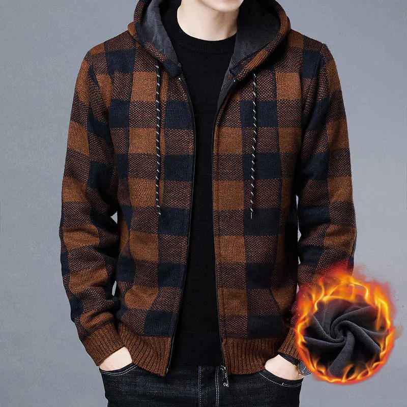Hooded plaid sweater coat on sale