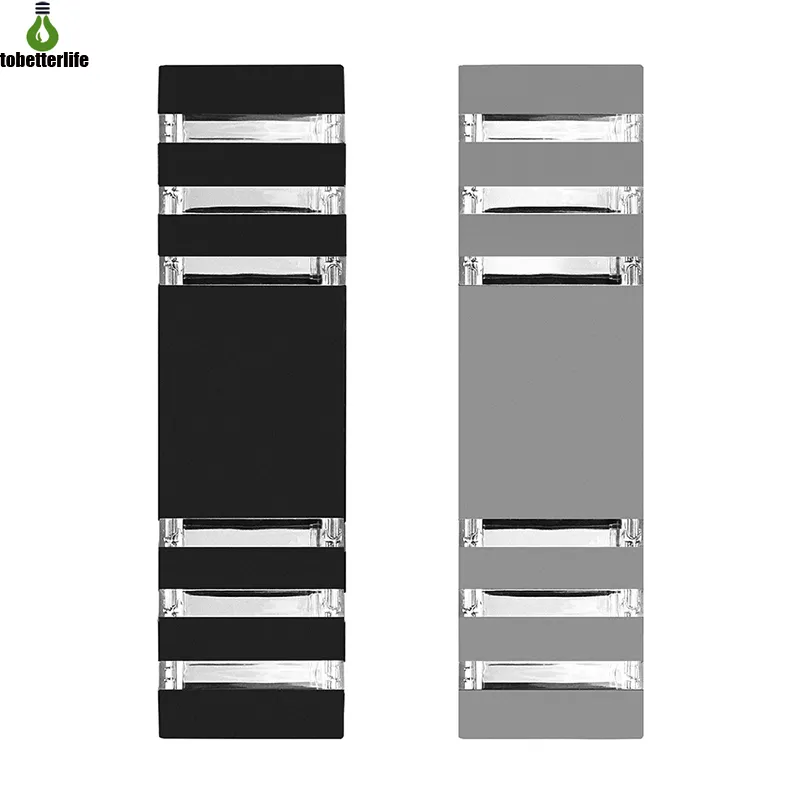 24W LED 벽 램프 직사각형 실린더 IP65 야외 방수 정원 실내 복도 침실 거실 장식 알루미늄 위아래로 빛