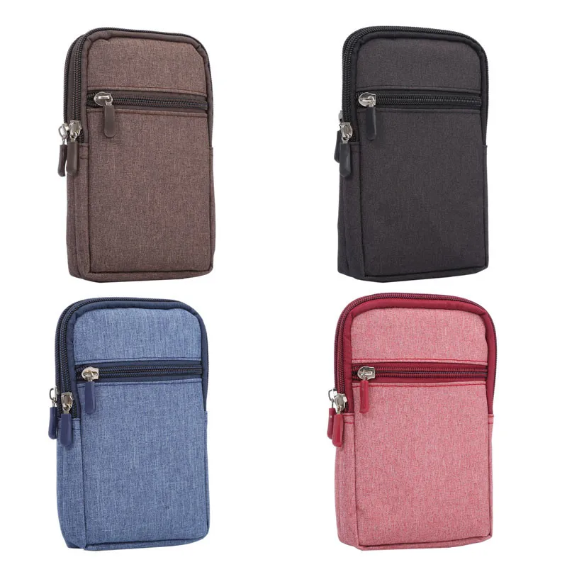Cowboy Cloth Phone Pouch Belt Clip Bag for Samsung iphone Case with Pen Holder Waist Bag Outdoor Sport Phone Cover