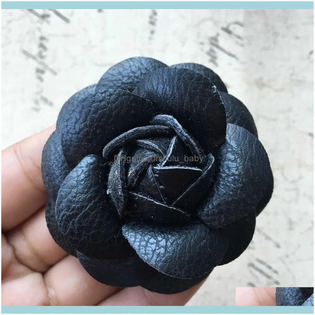 10PCs/Lot Handmade PU Fabric 3D Camellia Flower Craft Patch Sticker Fit Women Hair Jewelry Clips Shoes Garment DIY