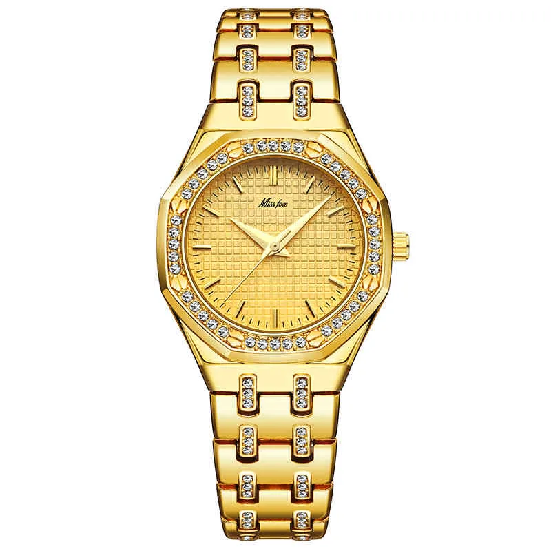 Moda donna es costoso orologio da polso da donna in oro 18 carati da donna al quarzo analogico classico con gioielli con diamanti MISSFOX