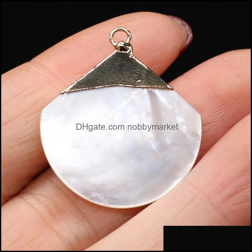 Charms Charm Winding Copper Wire Shell Pendant Sector Natural Mother-of-pearl Pendants For Jewelry Making DIY Necklace Earring Gift