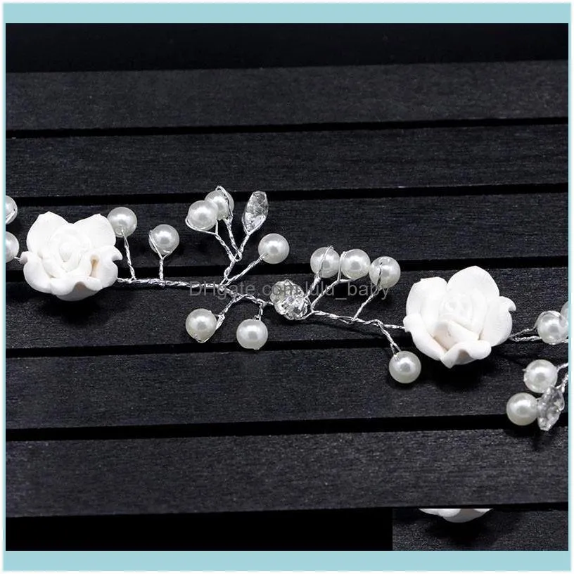 Hair Clips & Barrettes 1.1 Meter Wedding Headband Flower Pearl White Bridal Fashion Jewelry Womens Accessories For Braids Ornaments