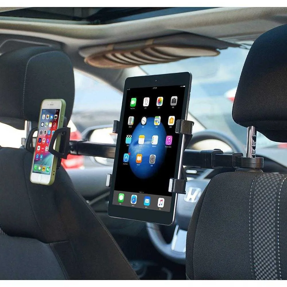 2 in1 Auto Car Back Seat Headrest Hook Hanger Storage Car Phone Holder Dual Mount Fit For Pad Tablet