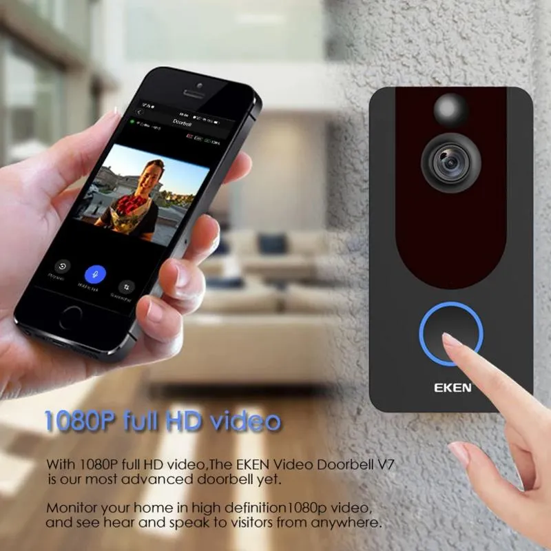V7 Smart Doorbell Camera IP 1080P Telefono Campanello per porta Appartamenti IR Allarme Wireless Security Intercom WIFI Campanello Video