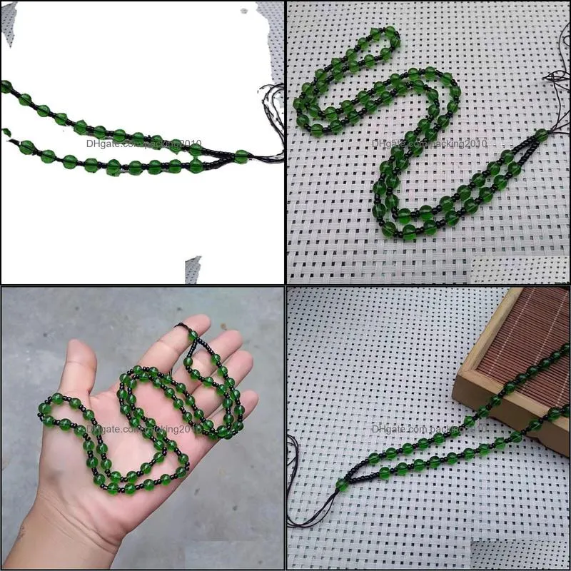 Factory Wholesale Jewelry Jade Necklace Pendant Rope Emerald Green Glass Beads Pendant Rope Ornament