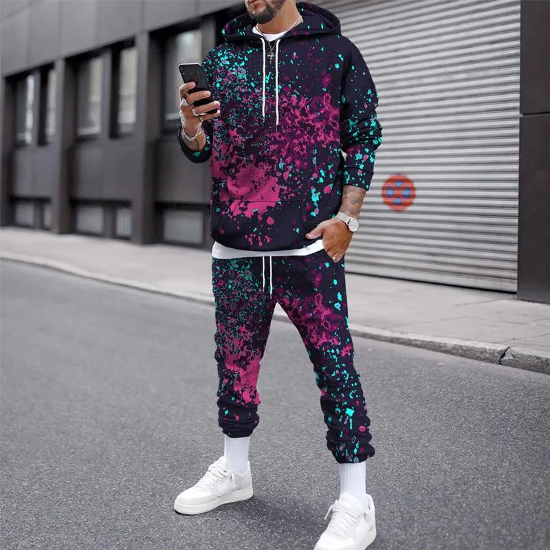 Cllios Prime Deals Tracksuit Mens 2 Piece Sports Outfits Long Sleeve Hoodie Sweatsuits Casual Gradient Print Athletic Jogger Suits Two Piece