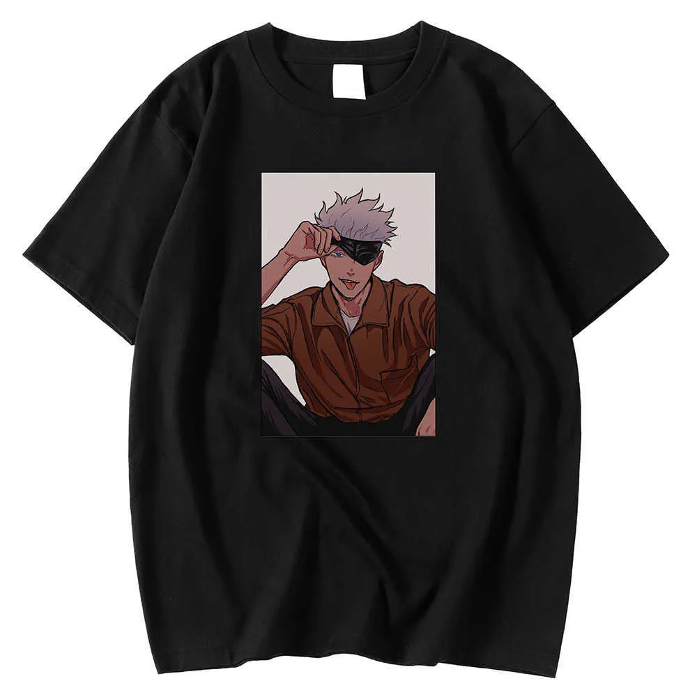 半袖ビンテージメンズティーシャツファッションブランドTシャツjujutsu kaisen漫画ゴジョプリントトップス大型TシャツメンズY0809