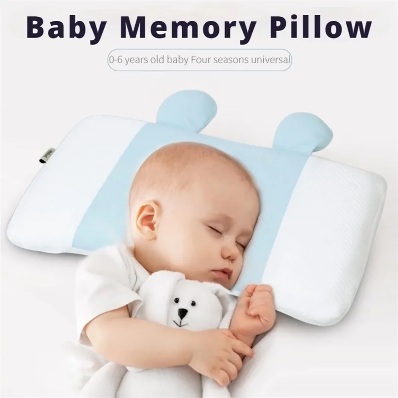 Slow Rebound Foam Memory Pillow Baby born Head Shaping Prevent Flat Head Neck Care Pillows In Bedding Cervical Health Gift 211025