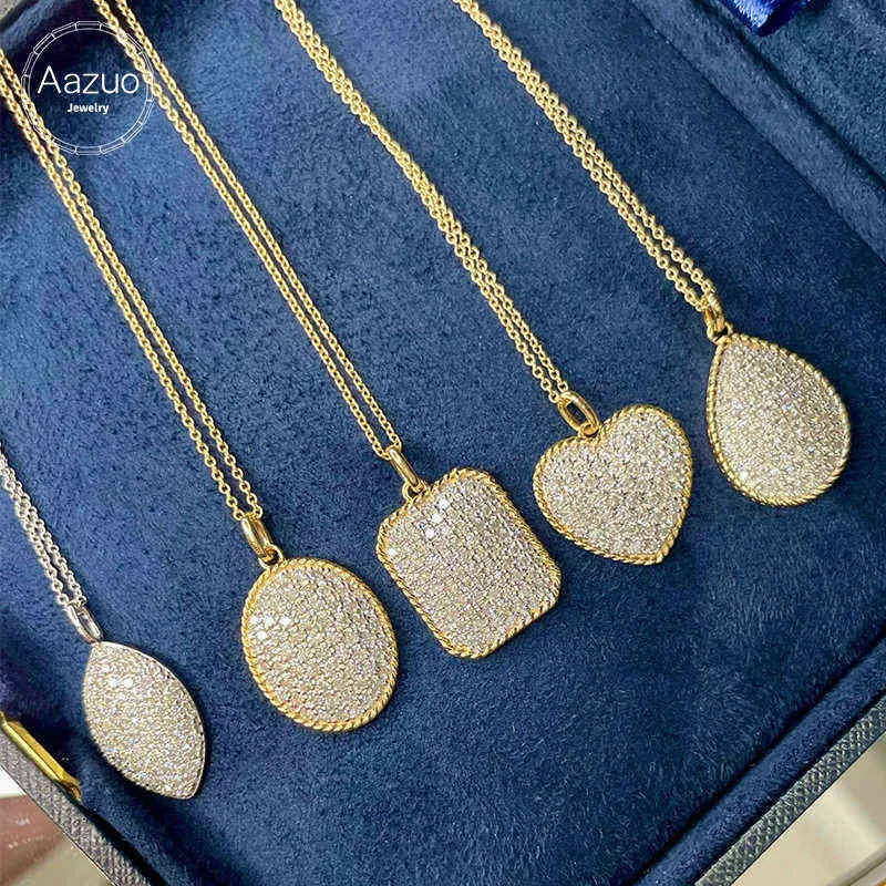 Aazuo 18K Solid Yellow Gold White Real Diamonds Luxe Ladder Geometry Ketting met Ketting Begaafd voor vrouwen Huwelijksfeest