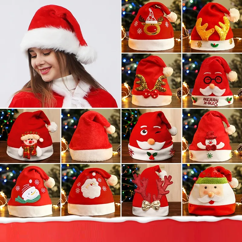 38 Styl Christmas-Hat Christmas Decorations Cap Dzieci Dorosłych Xmas Caps Home Decoration Xmas Party Czapki Xmas Decor T9i001586