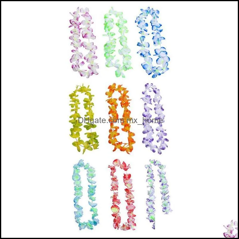 50pcs/pack Hawaiian Leis Wreath Necklace Artificial Flower For Wedding Party Decoration Supplies DIY Gift Decoration1