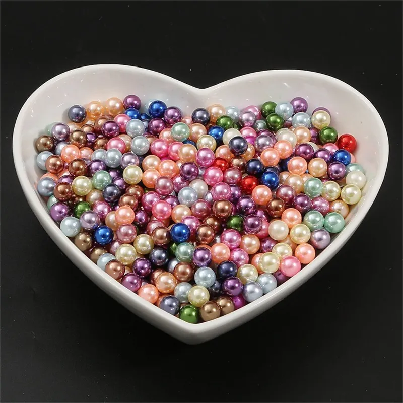 500g/set 3/4/6/8/10mm Round Multi Color No Hole Acrylic Imitation pearl beads Loose beads For DIY Scrapbook Decoration Crafts Making 50 S2