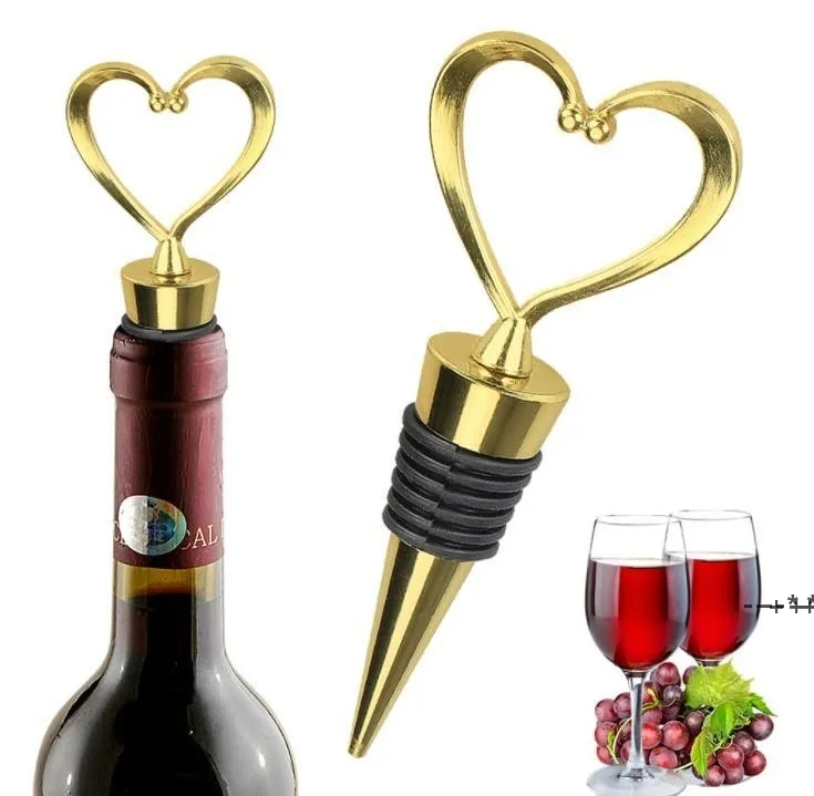 NEWBar Tools Rose Gold Silver Elegant Heart Lover Shaped Red Wine Champagne Metal Wines Bottle Stopper Valentines For Wedding Gifts RRF12978