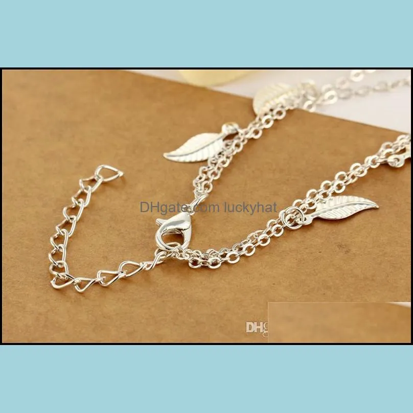 Fashion Women Leaf Charm Anklets Real Photos Gold Chain Ankle Bracelet Fashion 18k Gold Ankle Bracelets Foot Jewelry