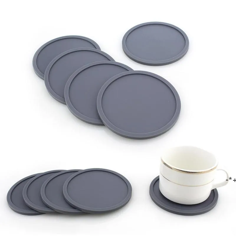 NEWColored Round Silicone Coaster Coffee Cup Holder Waterproof Heat Resistant Cup Mat Thicken Cushion Placemat Pad Table Mats ZZB11946