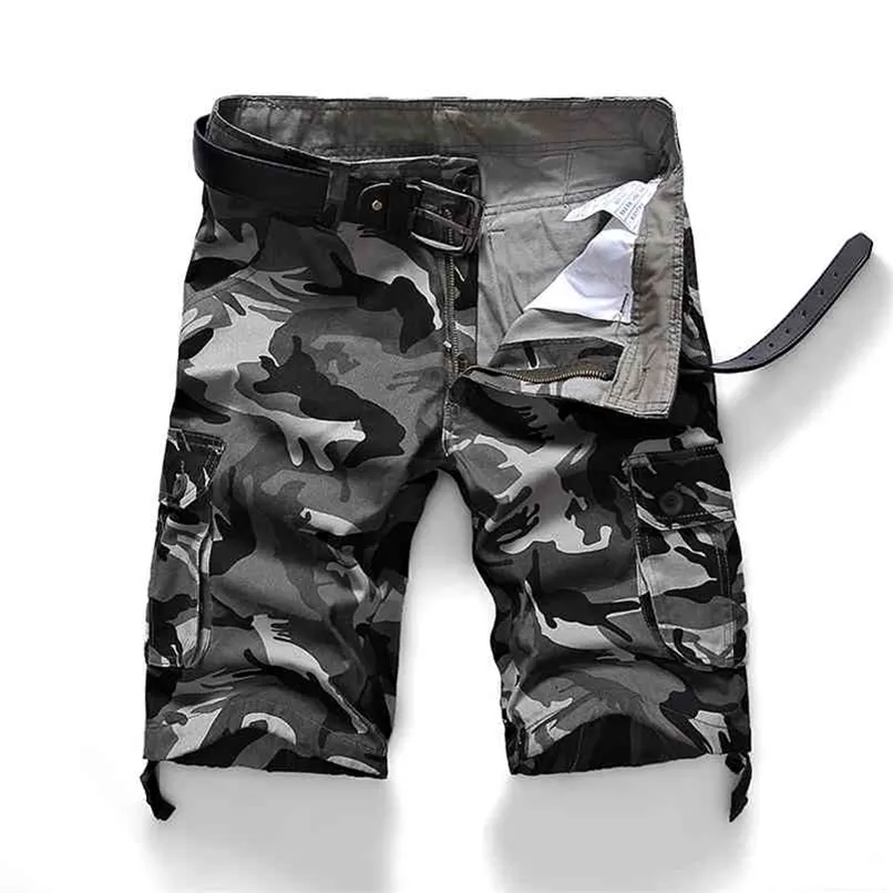 Camouflage Camo Cargo Shorts Men Summer Casual Cotton Multi-Pocket Loose Army Military Tactical Plus Size 44 210806