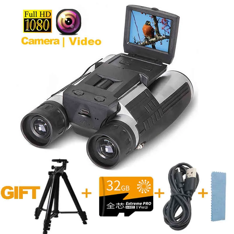 12x32 Télescope de l'appareil photo numérique 1080p HD PO jumelles vidéo avec écran LCD de 2,0 "Camping de trépied d'aluminium spécifique