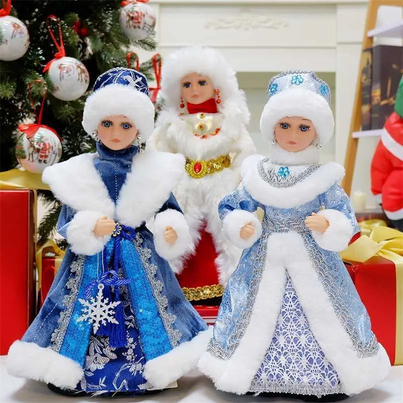 Noel Müzikal Noel Baba Kar Kızlık Elektrikli Bebekler Peluş Oyuncaklar Hediye Noel Süsler Dekorasyon Ev Odası Dekor Yıl 2022 211.105