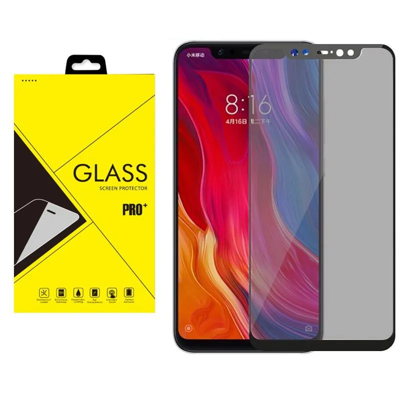 Anti-Spy Privacy Full täckt tempererat glasskydd Silke Tryckt för Xiaomi 10T POCO X3 M3 RedMi K40 Pro 100pcs / mycket i detaljhandeln