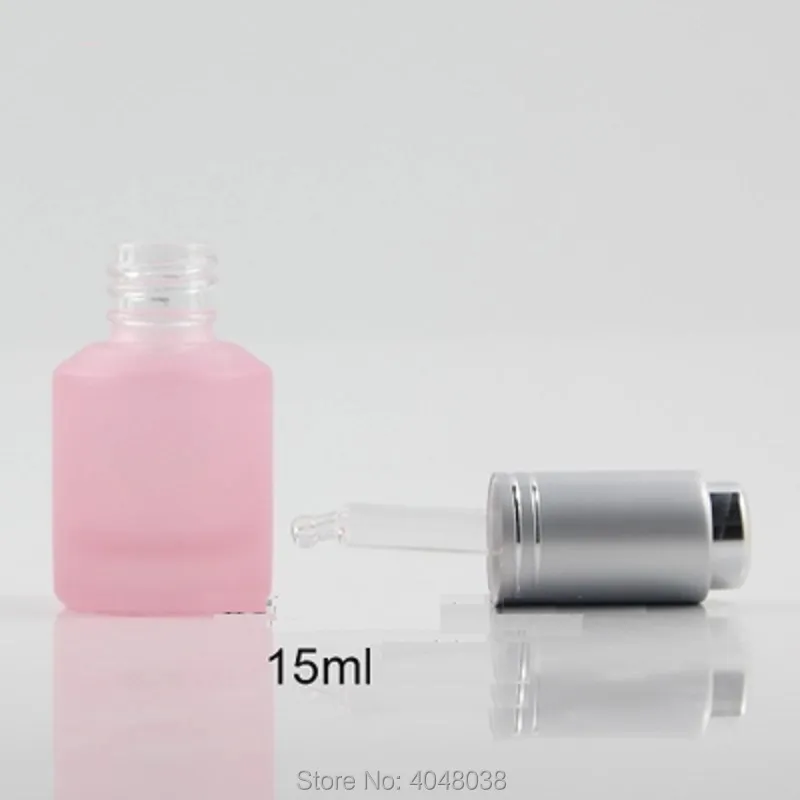 15ML Glass Dropper Bottle  Oil Refillable Bottles Amber Black Pink Green Vial with Black Silver Pusher Pump (16)