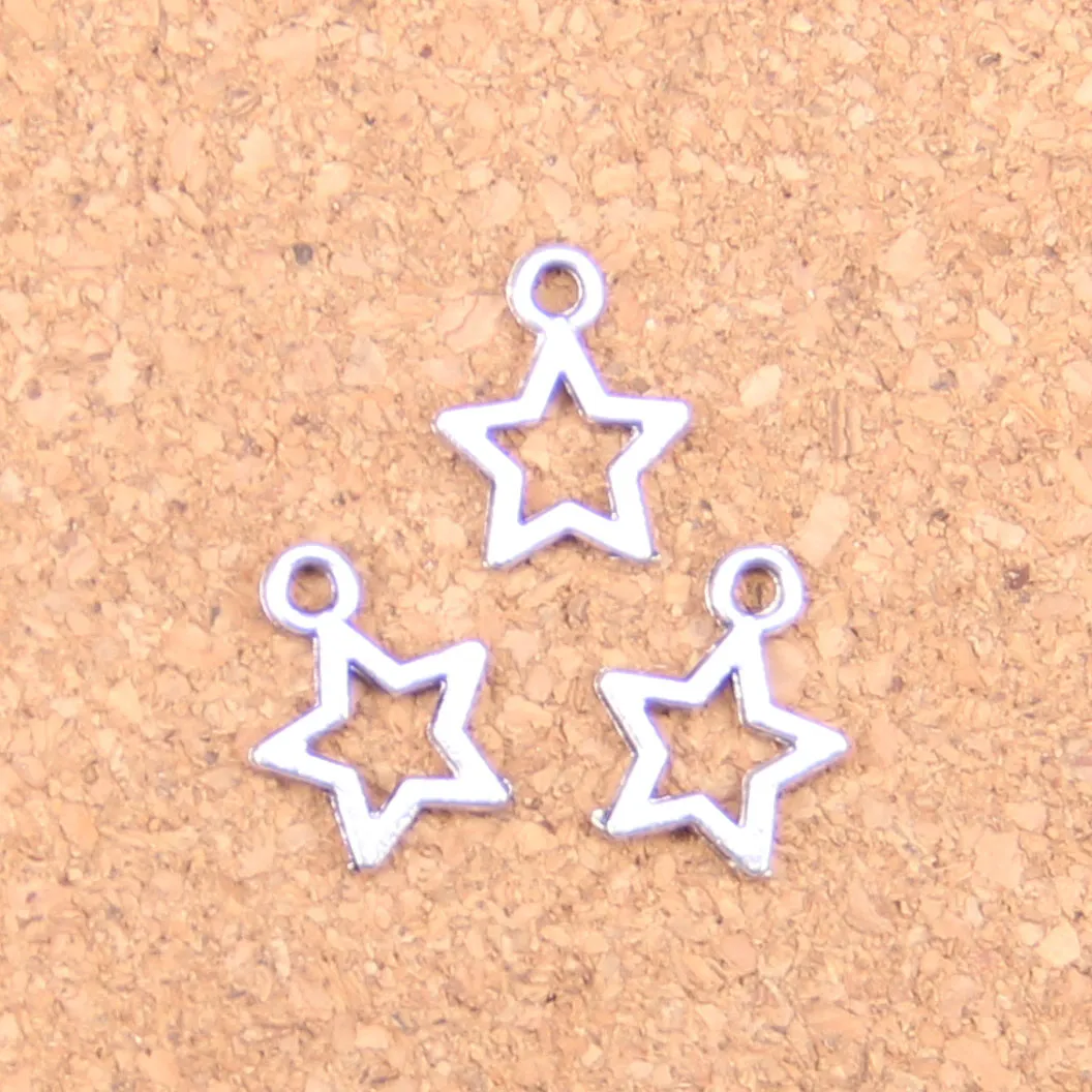 200 Stück antik versilbert, bronzefarben, Stern-Charms, Anhänger, DIY-Halskette, Armband, Armreif, 12 mm