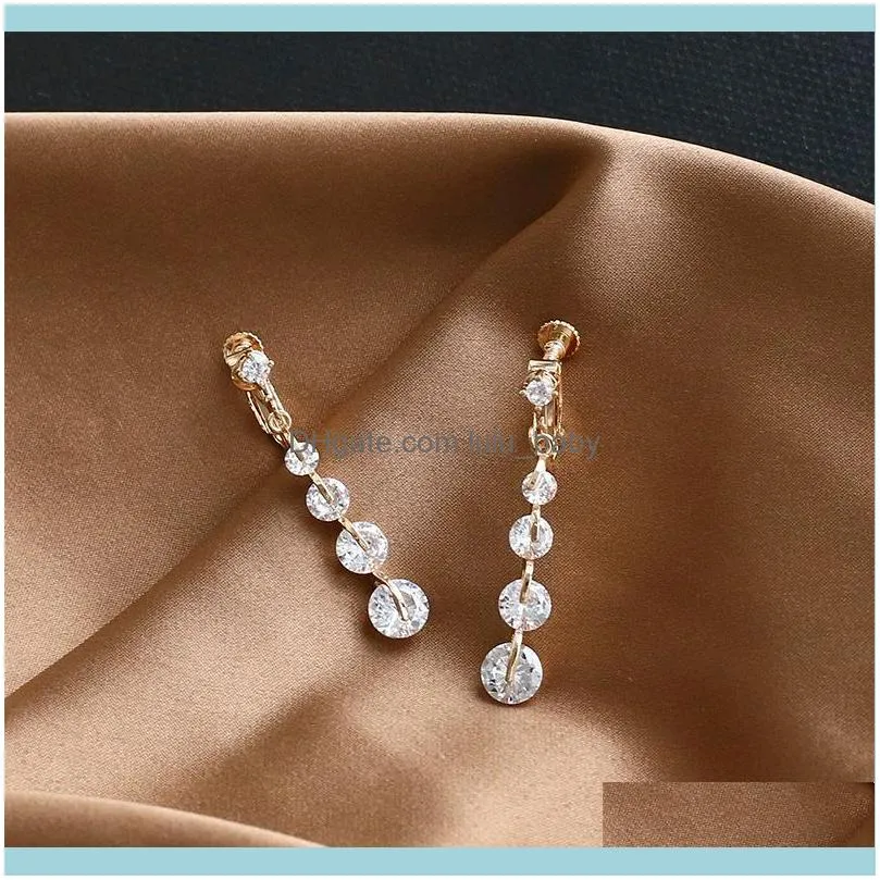 Dangle & Chandelier S925 Pure Silver Zircon Long Earrings For Women Women`s Fashion Korean Temperament Advanced