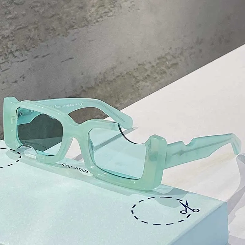Moda clásica cuadrada OW40006 Gafas de sol placa de policarbonato marco de muesca 40006 gafas de sol dama o mujer gafas de sol blancas con cajas originales