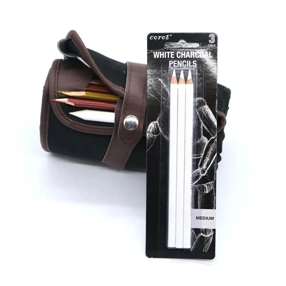 3Pcs White highlight brush Sketch Charcoal Pencils Standard Pencil