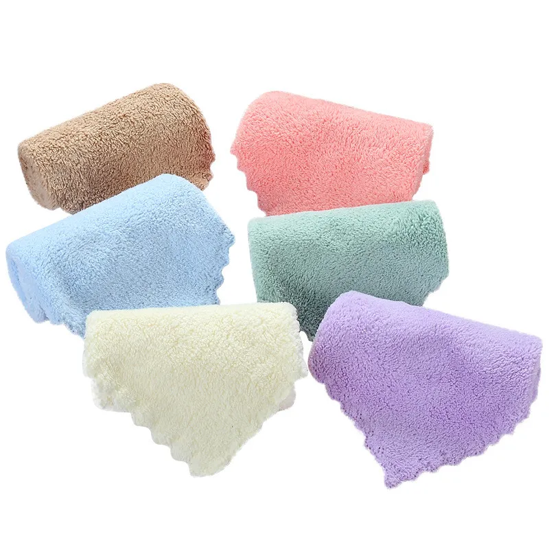 Fashion 25 * 25 cm de gant de toilette Soft Pure Couleur Pure Couluelle Coral Fleece Enfants Water Usuels Serviettes Essuie-mains en plein air T500475