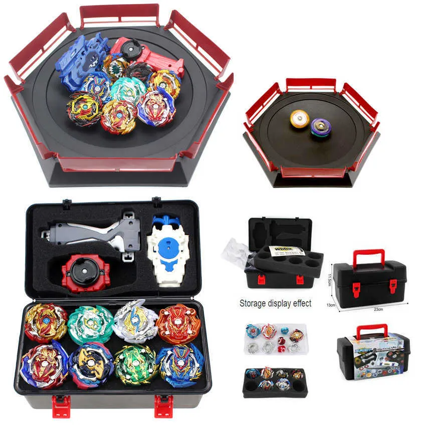 Nieuwe Beyblade Burst Bey Blade Toy Metalen Funsion Bayblade Set Opbergdoos met handvatlaberarena Toys voor Childr X0528