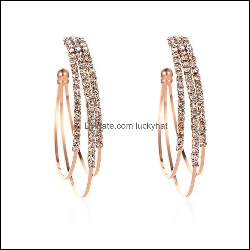 10pairs/Lot Korea Multi Layer C-shaped Ear Ring Geometric Copper Diamond Earrings For Women Hot Business Party Stud Earring Jewelry