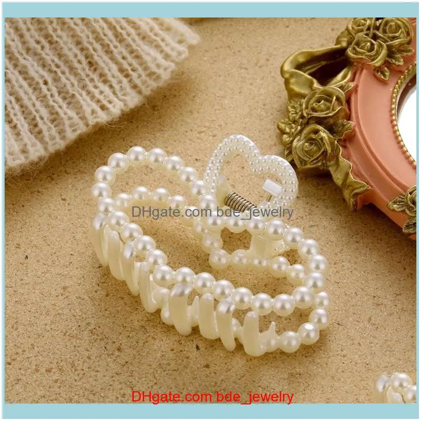 Hair Clips & Barrettes 2021 White Pearl Hairpin Accessories Female Heart Butterfly Geometry Big Headdress Jewelry