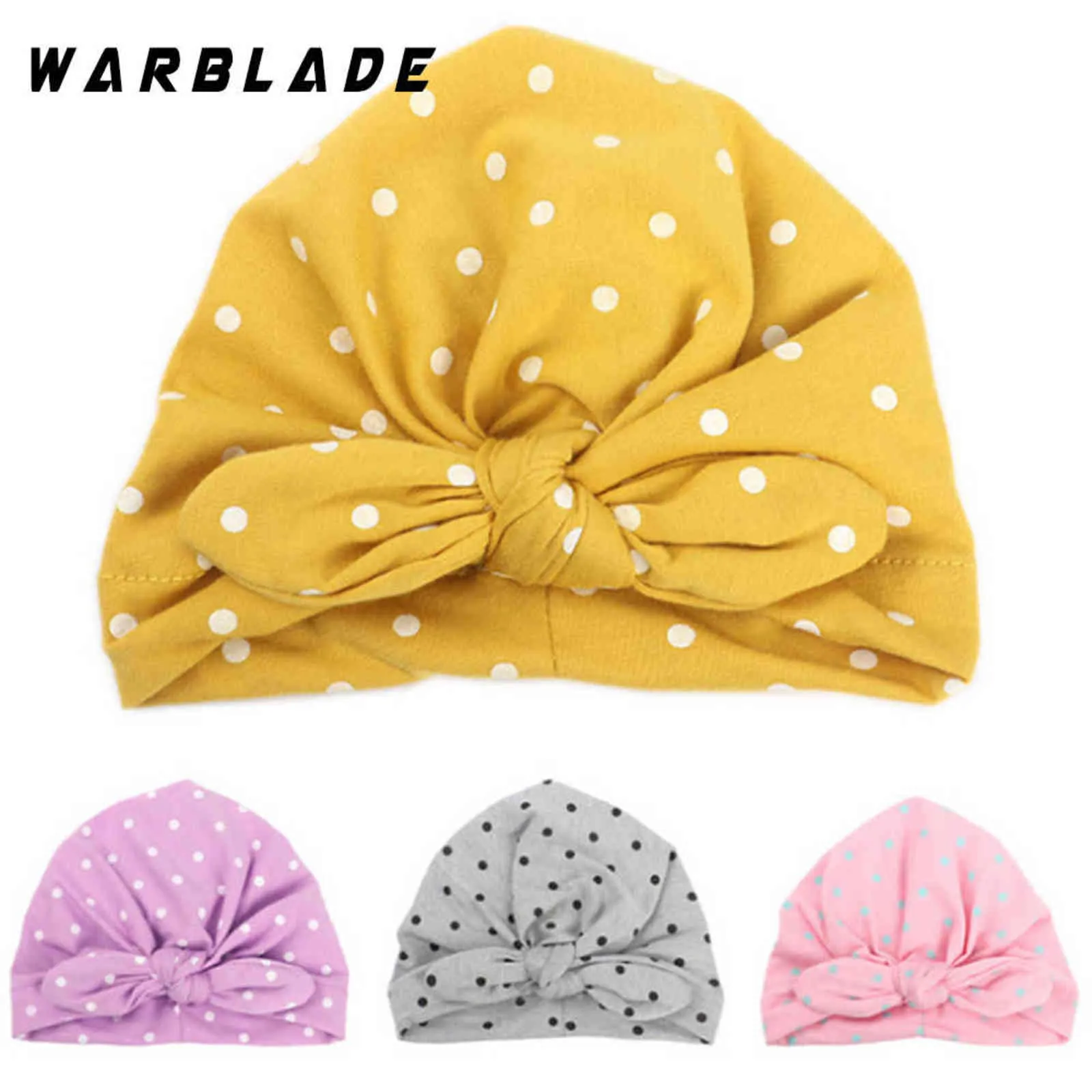Warblade 2018 Tatlı Nokta Bebek Kız Şapka Yay Ile Şeker Renk Bebek Türban Kap Kızlar için Elastik Aksesuarları 1 ADET Y21111