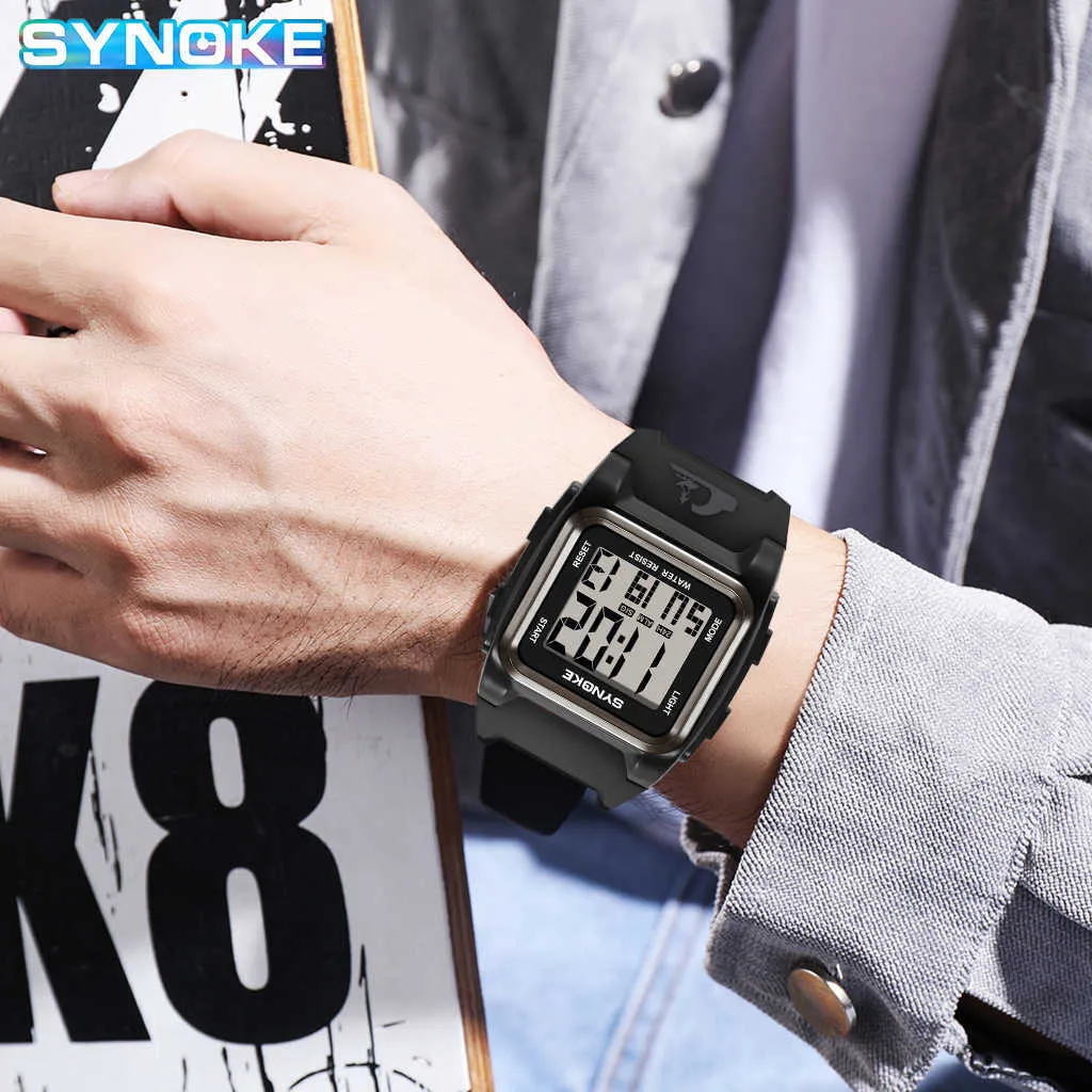 Sinoke Zegarki dla Mężczyzn Sporty Wojskowe Big Dial Digital Watch Wodoodporny Budzik Wielofunkcyjny Zegarek męskie Reloj Hombre G1022