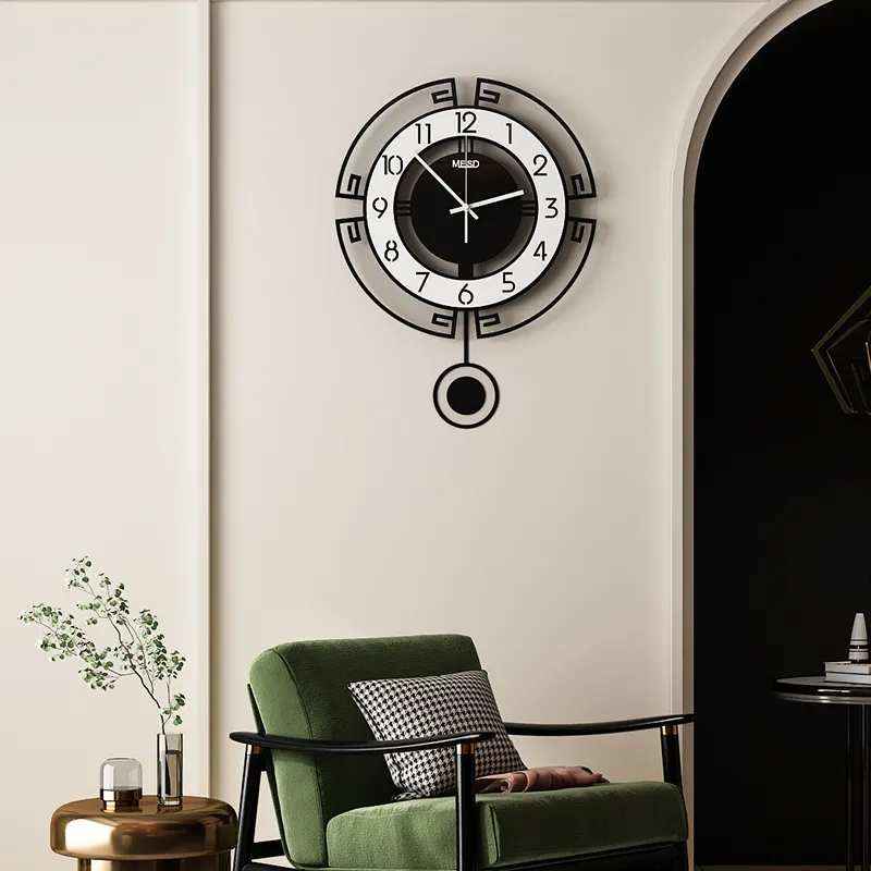 Vardagsrum Modern Design Wall Clockacryllic Heminredning 3d Spegel Klistermärken Quartz Kvalitet Kreativa Pendulum Kök Klockor