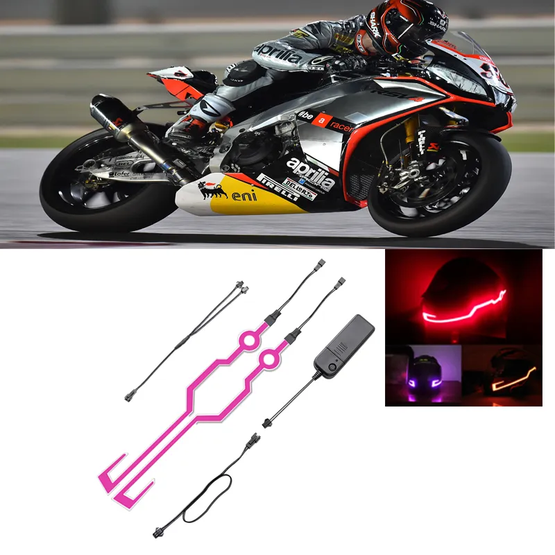 Luci per casco Striscia lampeggiante durevole Adesivi per caschi da moto Kit caschi da equitazione per motocross da notte Barra luminosa a LED per motocicletta impermeabile