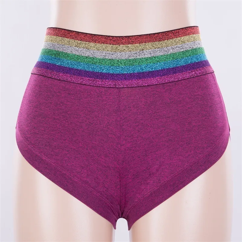 Rainbow Elastic Waist Hot Shorts Women High Side Split Sexy Mini Short Pleated Shaping Shorts Girl Push Up Hip Shorts Breathable (6)