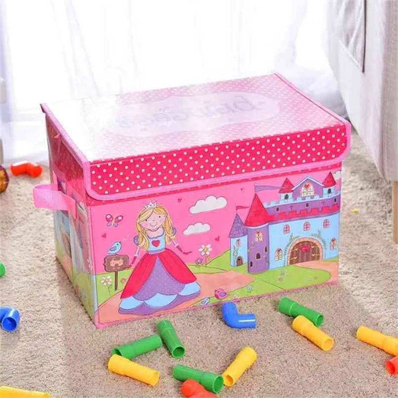 Förvaring kanfas med flip-topp lock för barn rum - barn hopfällbara bagage leksak korgar bin 210922