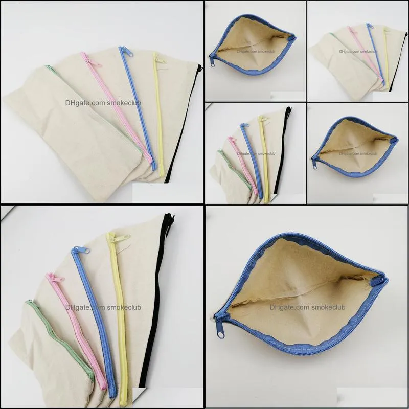 blank canvas zipper Pencil cases pen pouches cotton cosmetic Bags makeup bags Mobile phone clutch bag