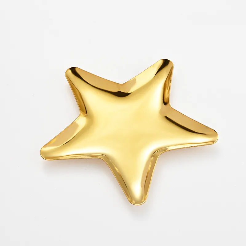 Storage Mirror Tray Star Shape Fruit Plates Jewelry Display Tray Stainless Steel Desktop Dessert Dish Decor LX3925