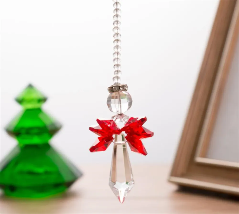 Wholesale Christmas Decorations Angel Car Charms Happiness, Faith and Love - Crystal Hanging Ornament Windows Guardian Gifts