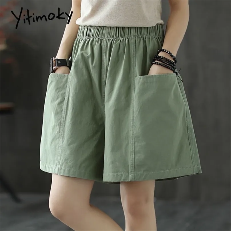 Yitimoky Short Taille Haute Femmes Été Booty Sweat Vêtements Noir Plus La Taille Sweatshorts Mode Taille Élastique Vert Rouge 210719